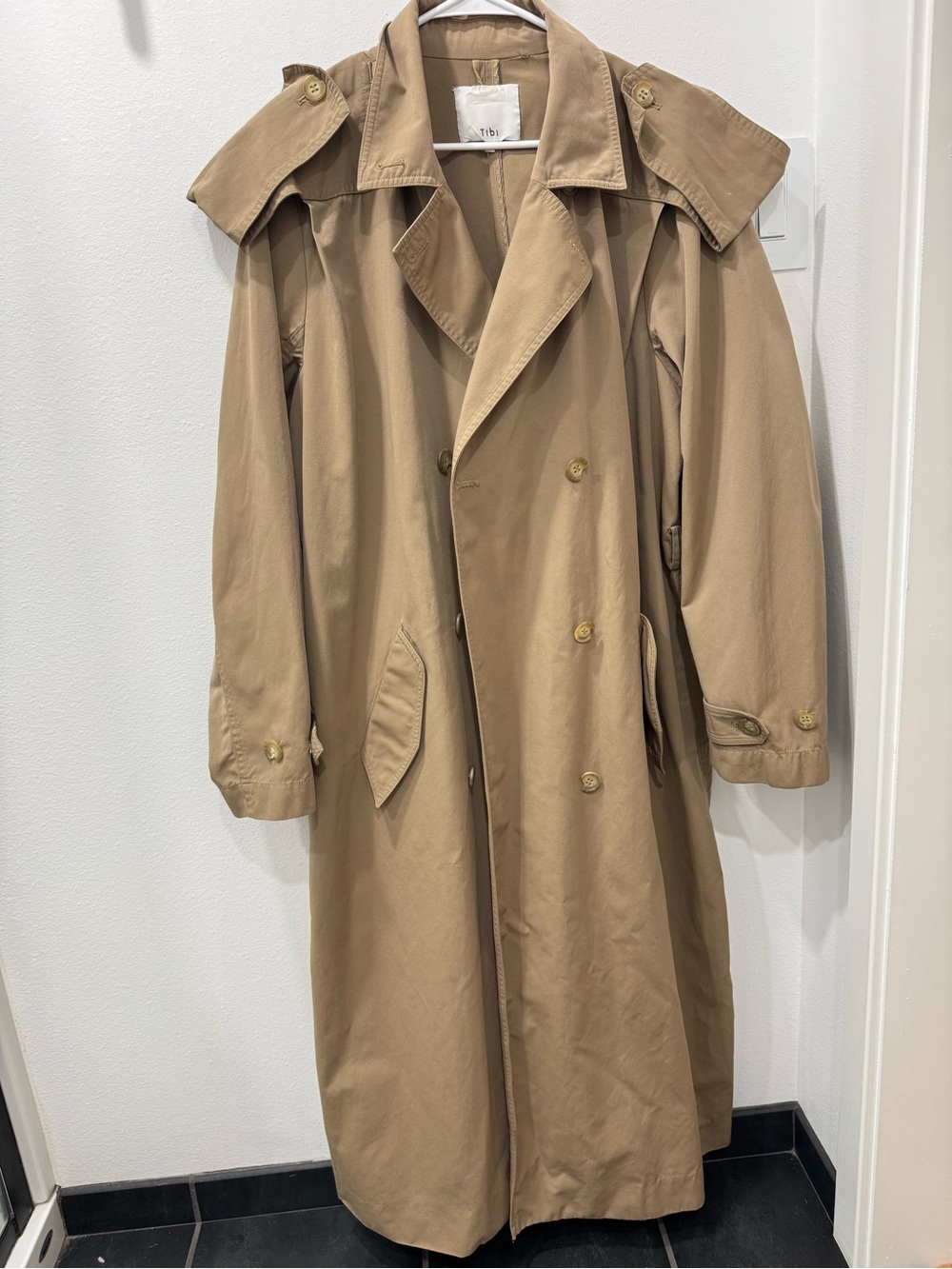 Vintage Tibi double breasted trench coat with crescent buttons